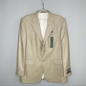 NWT Oscar de la Renta Beige Ultrasilk Blend 2 Button Summer Suit Jacket Size 42R